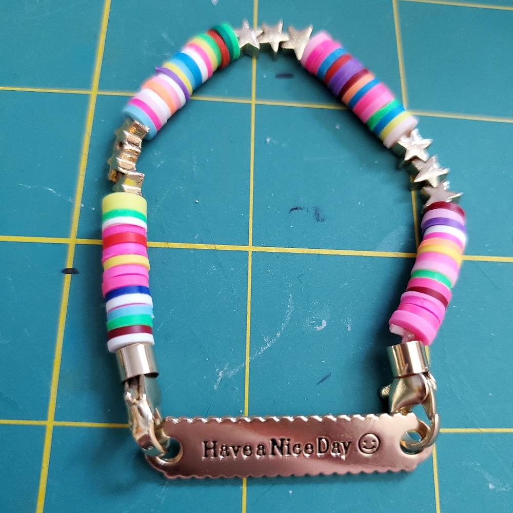 NWOT Handmade beaded bracelet HAVE A NICE DAY
